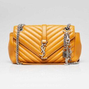 Yves Saint Laurent Yellow Matelasse Leather Medium Punk Chain Bag